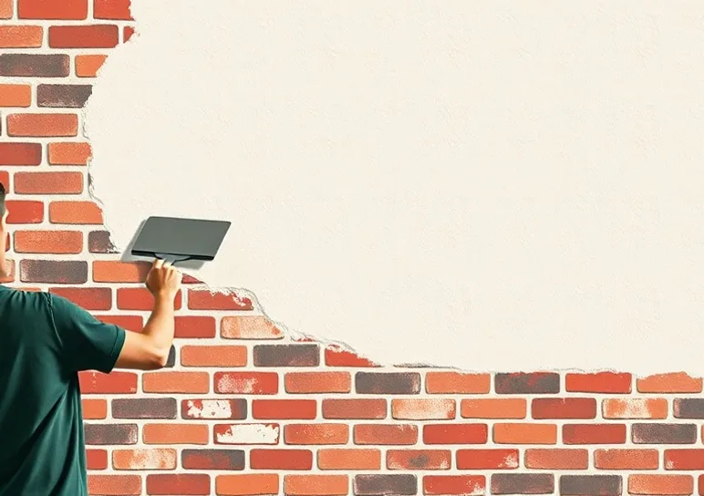 Application d'un enduit décoratif à la lisseuse sur un mur